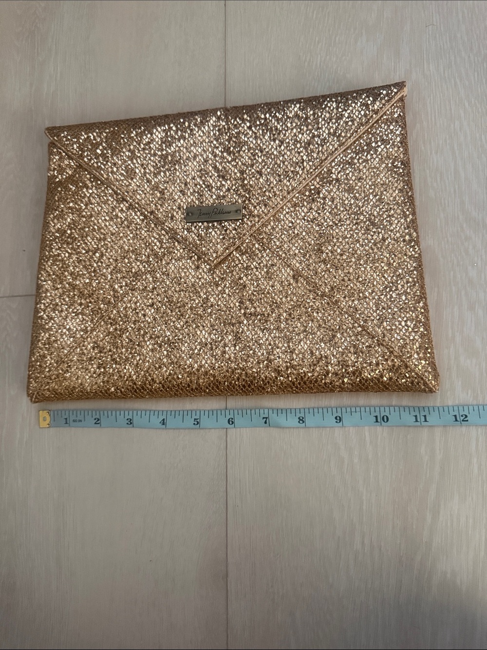 Jenny Packham Gold Glitter Envelope Clutch - Picture 8 of 9